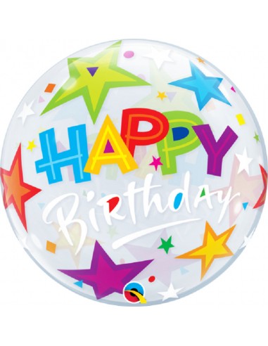 Palloncino Happy Birthday Bubbles Qualatex - 22 56 cm