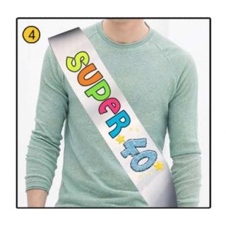 FASCIA FLUO GLITTER del " SUPER 40ENNE" per Compleanno - Lunghezza 96 cm x 11 cm larghezza - Unisex - fascia in poliestere - 1 