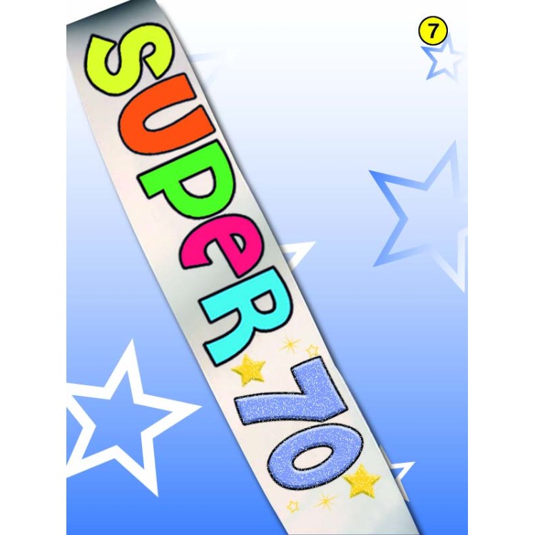 FASCIA FLUO GLITTER del " SUPER 70ENNE" per Compleanno - Lunghezza 96 cm x 11 cm larghezza - Unisex - fascia in poliestere - 1 