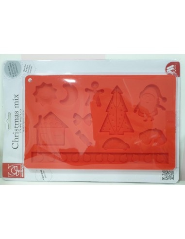 Mix Christmas Silicone Mould-12Prints  STAMPO IN SILICONE NATALE 12 FIGURE MODECO