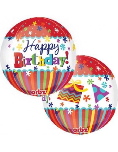 Palloncino Compleanno a sfera Happy Birthday Orbz Anagram - 38 cm x 40 cm - 1 pz