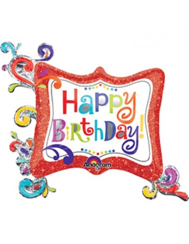 Palloncino rettangolare Happy Birthday - Supershape - Anagram - 86 cm x 73 cm - 1 pz