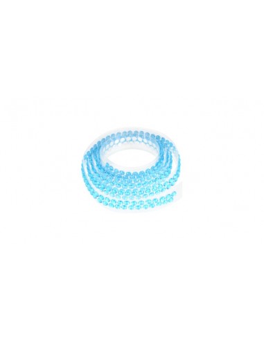Nastrino con Strass Adesivi - L 90 cm x 1,5 cm H - Plastica - Azzurro - Modecor