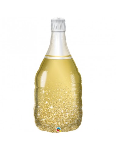 Palloncino Bottiglia oro per qualsiasi festa  (Ultimo dell\'anno)- Supershape Qualatex -99  cm  1 pz