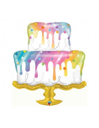 Palloncino Torta bianca ricoperta di glassa arcobaleno (perfetta per tema unicorno)  - Supershape - Qualatex - 99  cm - 1 pz