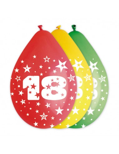 10 Pallone PALLONCINI in LATTICE stampa numero 80 colori assortiti - per  decorazione addobbo feste, party, compleanno, 8