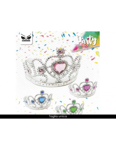 Coroncina (diadema o tiara) per compleanno o party color argento con  cuori - 1 pezzo - plastica