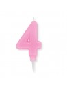 Candelina Plump Stondata  di cera  10  cm numero 4 di colore rosa    pz 1