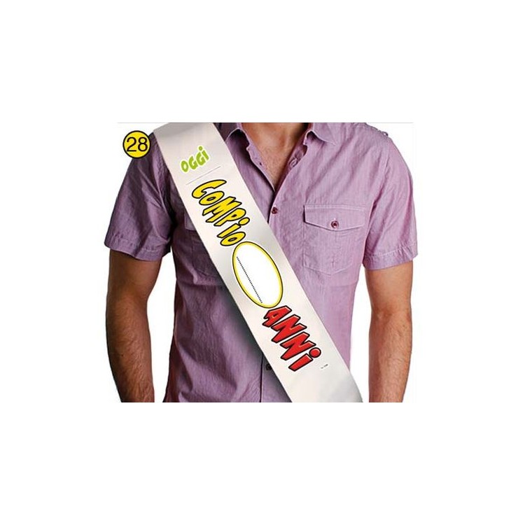 FASCIA PERSONALIZZABILE ANNI per Compleanno - Lunghezza 96 cm x 11 cm larghezza - Unisex - fascia in poliestere - 1 pezzo