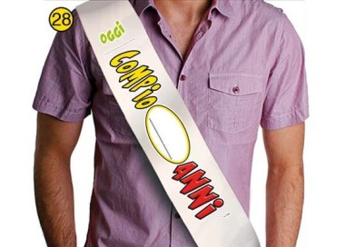 FASCIA PERSONALIZZABILE ANNI per Compleanno - Lunghezza 96 cm x 11 cm larghezza - Unisex - fascia in poliestere - 1 pezzo