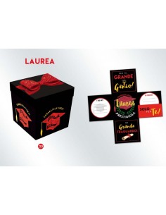 Biglietto Laurea     ( LAUREA PRESTIGIOSA )  Box Skatush   fantasia scatola nera e rossa   pz 1