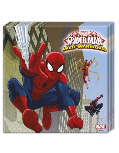 Tovaglioli ultimate  SPIDERMAN Web - Warriors  (Marvel) - 20 pezzi - 33 cm x 33 cm - 2 veli