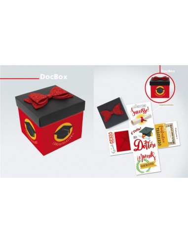 Biglietto Laurea     ( LAUREA CONGLATURAZIONI )  Box Skatush   fantasia scatola nera e rossa   pz 1