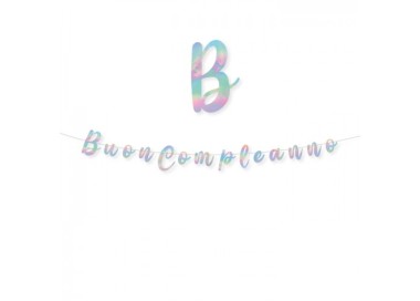 Festone  Buon Compleanno sagomato  in cartoncino Rainbow - L 3  metri / 15 cm  H - 1 pz