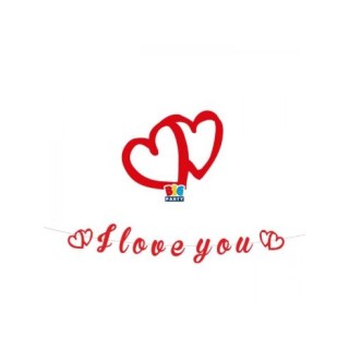 Festone  in cartoncino sagomato  I LOVE YOU 300x 15 cm 1pz