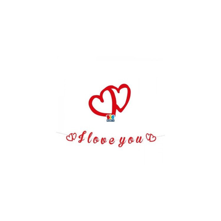 Festone  in cartoncino sagomato  I LOVE YOU 300x 15 cm 1pz