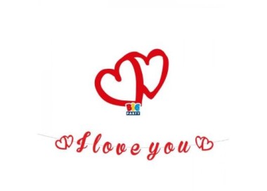 Festone  in cartoncino sagomato  I LOVE YOU 300x 15 cm 1pz