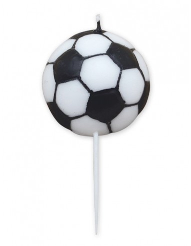 Candelina di cera a forma di Mezzo pallone 5 Cm  di colore Bianco e Nero    pz 1
