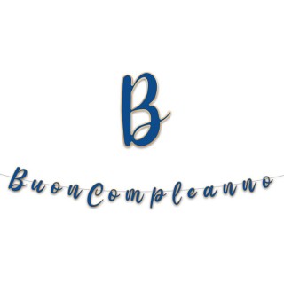 Festone  in cartoncino sagomato  oro e Blù  con  scritta " BUON COMPLEANNO " - L 3  metri / 15 cm  H - 1 pz