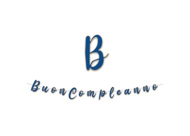 Festone  in cartoncino sagomato  oro e Blù  con  scritta " BUON COMPLEANNO " - L 3  metri / 15 cm  H - 1 pz