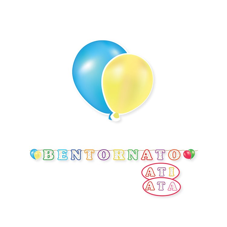 Festone "BENTORNATI,BENTORNATO , BENTORNATA , BENTORNATO " Personalizzabile  - Maxi 600 x 25 cm Bentornato – a – i