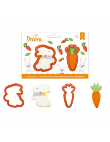 Kit 2 Tagliapasta carota e coniglio     in Plastica  7 x   9 e 4 x 9 H 2,2  Cm DECORA