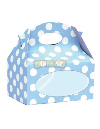 Scatole Candy  Box con finestrella trasparente  per confezionare dolcetti o regali  - 12 pezzi - cartoncino rigido - celeste a p