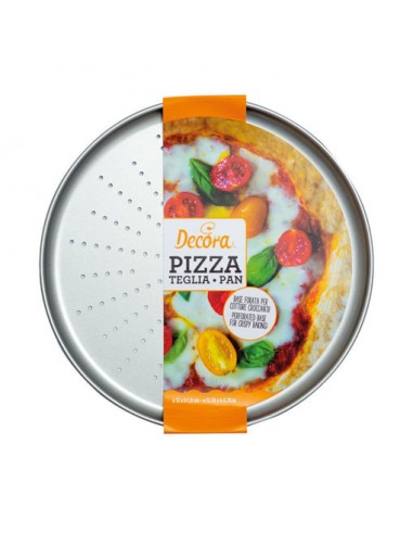 Piastra (Teglia) Pizza Tonda forata  per cotture croccanti Diam. 32 cm x H 1,8 cm 1 pz Decora
