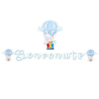 Festone "BENVENUTO" Nascita Bambino - L 600  x 25  cm H -