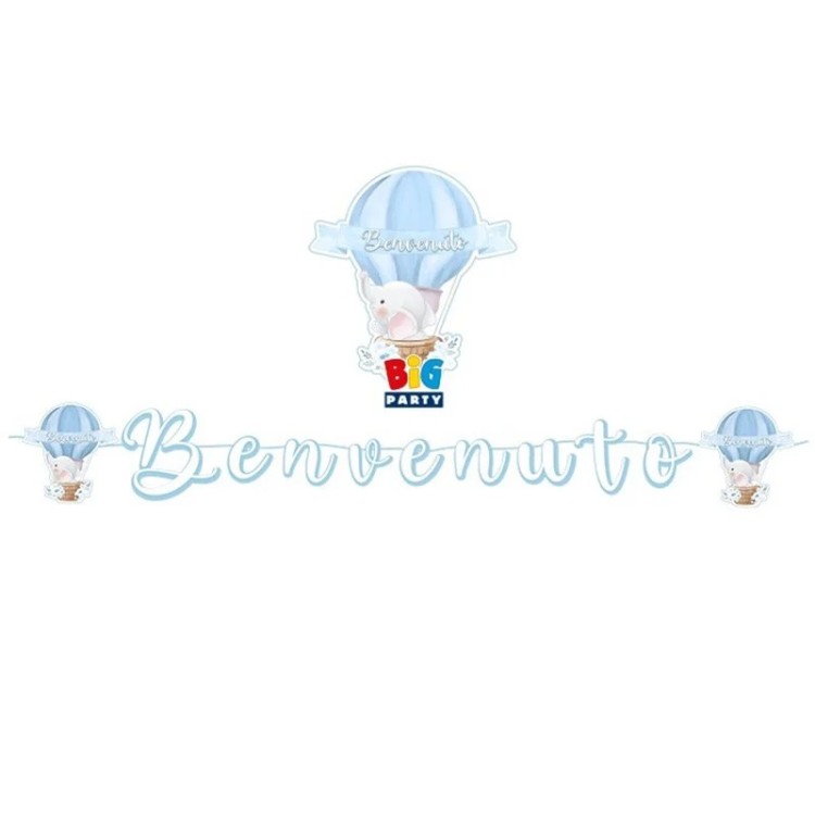 Festone "BENVENUTO" Nascita Bambino - L 600  x 25  cm H -
