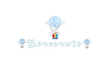Festone "BENVENUTO" Nascita Bambino - L 600  x 25  cm H -