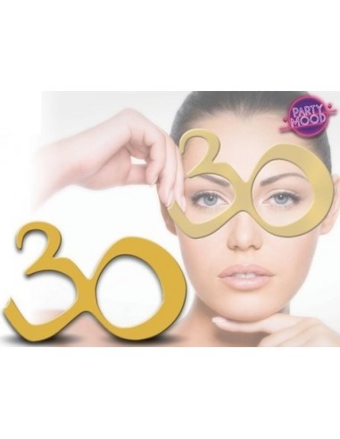 Occhiali Compleanno 30 Anni Oro Specchiante   - plastica - L 15 cm x H 10 cm - 1 pezzo