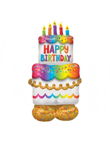 Palloncino 53 134 cm  AirLoonz Torta con scritta Happy Birthday Anagram 1 pz