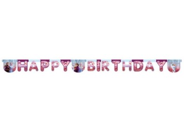 Festone "Happy Birthday" FROZEN 2  (Frozen II) Il segreto di Arendelle - L 2 metri x 15 cm H -  1 pezzo
