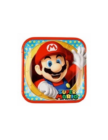Piatti  grandi Super Mario NEW Quadrati 23  Cm  8 pezzi