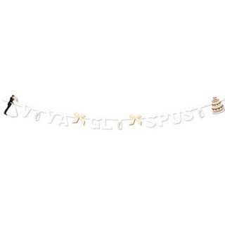 Festone "VIVA GLI SPOSI" Bianco - H 18 cm x L 2,5 m - 1 pezzo