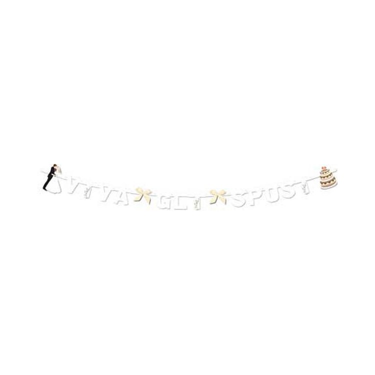 Festone "VIVA GLI SPOSI" Bianco - H 18 cm x L 2,5 m - 1 pezzo
