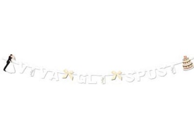 Festone "VIVA GLI SPOSI" Bianco - H 18 cm x L 2,5 m - 1 pezzo