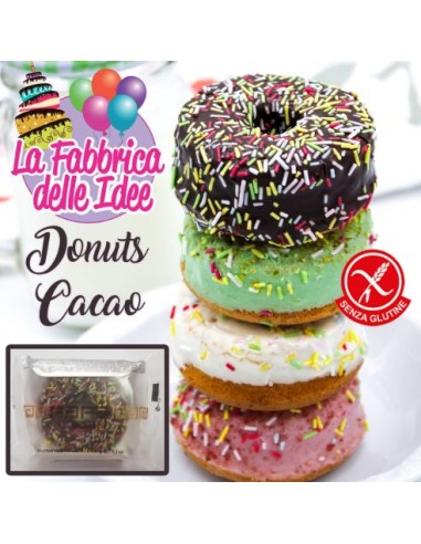 Donuts Classico al Cacao monodose  senza glutineNon frittoCon glassa di colore Marrone gusto Cacao e zuccherini 1 pezzo PAPA