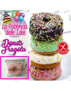 Donuts Rosa alla Fragola monodose  senza glutineNon frittoCon glassa di colore rosa gusto fragola e zuccherini 1 pezzo PAPA