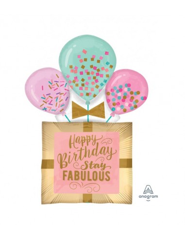 Palloncino Pacchetto  Compleanno ( HAPPY  BIRTHDAY STAY FABULOUS  ) - Supershape - 81 cm -  - 1 pz