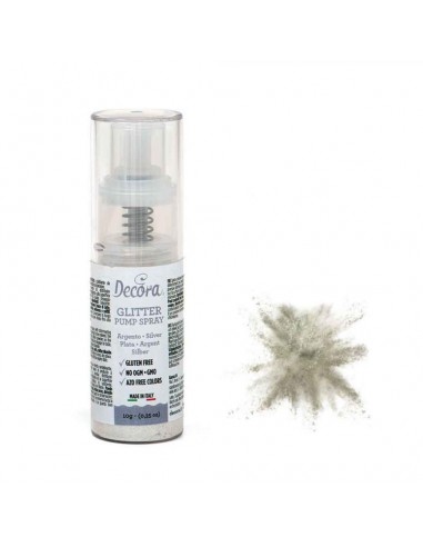 Colorante alimentare Spray  in polvere PERLATO ARGENTO ( silver ) senza glutine  10g DECORA