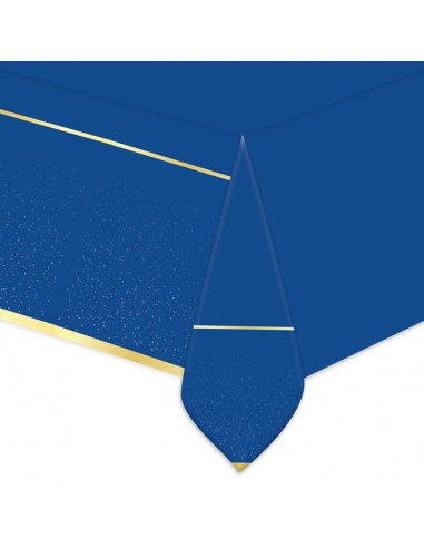 Tovaglia in plastica Blù  GENRERICA   ( blù e oro  ) 140 cm x 270 cm - 1 pezzo
