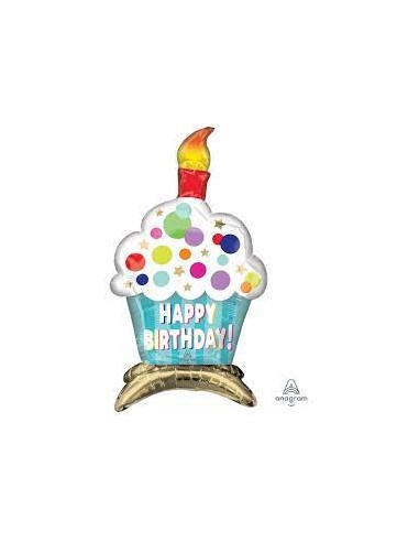 Palloncino 34 cm x 61 cm   Air Filled  ( da gonfiare ad aria )Torta con scritta Happy Birthday Anagram 1 pz