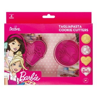 Kit 2 Tagliapasta  tema BARBIE  cuore e tondo     in Plastica 7 x7 H 2,2  Cm DECORA