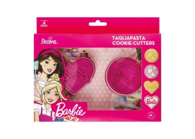 Kit 2 Tagliapasta  tema BARBIE  cuore e tondo     in Plastica 7 x7 H 2,2  Cm DECORA