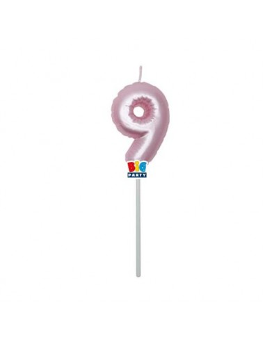 Candelina palloncino  numero 9 di cera  6 cm di colore Rosa Perla    pz 1