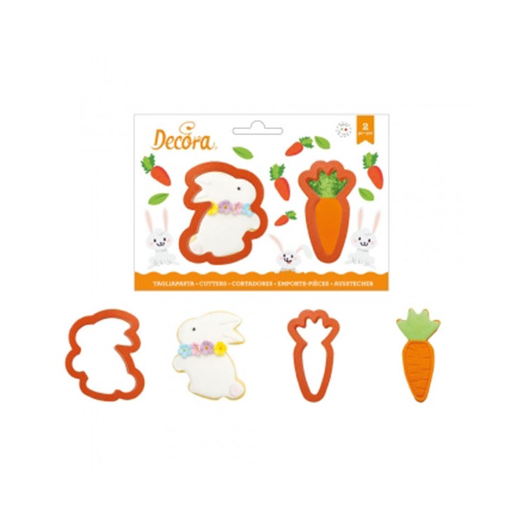 Kit 2 Tagliapasta carota e coniglio     in Plastica  7 x   9 e 4 x 9 H 2,2  Cm DECORA