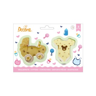 Kit 2 Tagliapasta Culla e Body    in Plastica  8 x   7,5 e 7  x 7,5  H 2,2  Cm DECORA