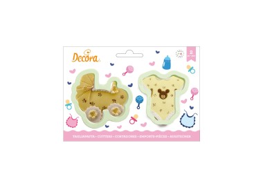 Kit 2 Tagliapasta Culla e Body    in Plastica  8 x   7,5 e 7  x 7,5  H 2,2  Cm DECORA